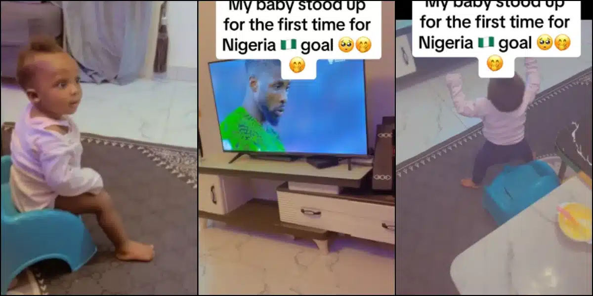little baby stands first Nigeria's goal