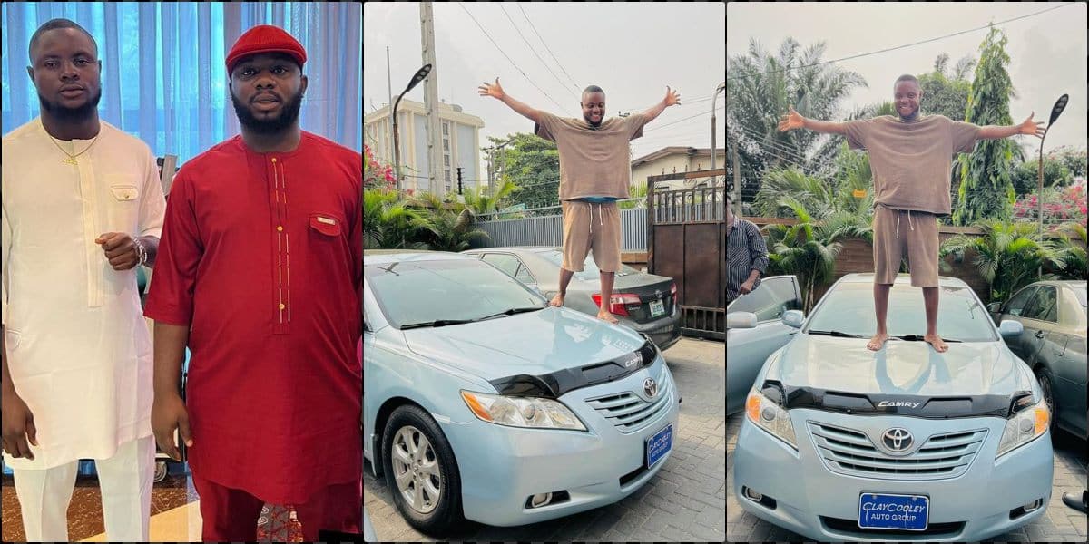 Nduka overjoyed as he gets new car from boss, Sabinus