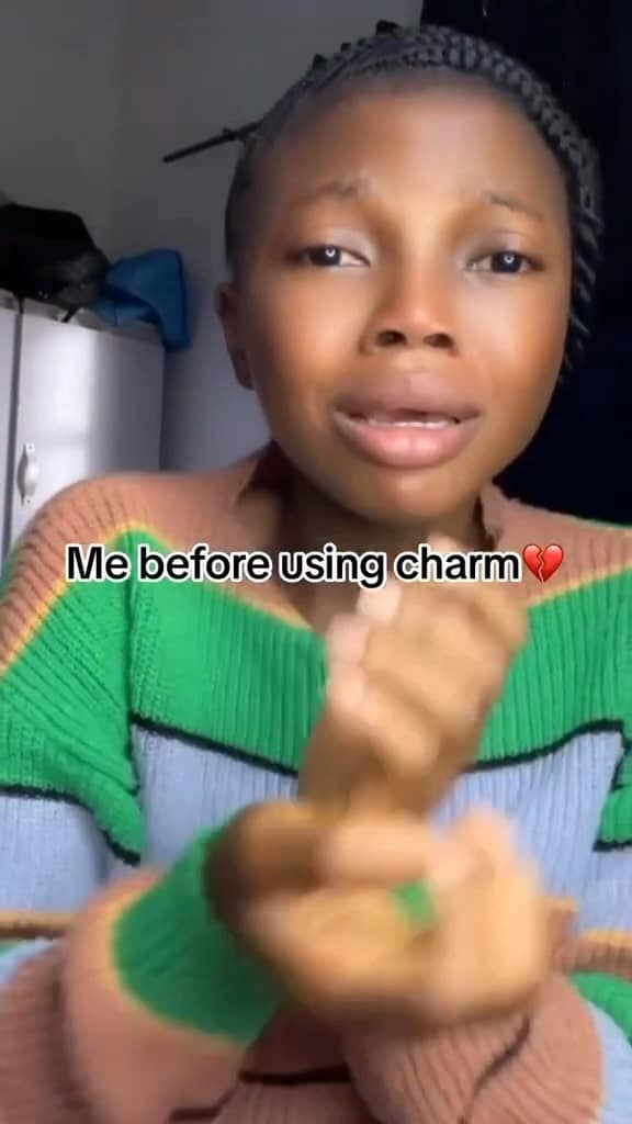Lady shows her transformation 3 months after using charm on boyfriend