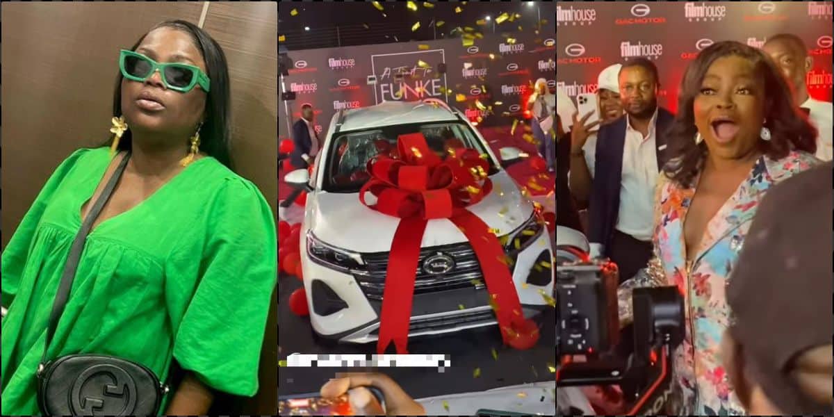 "Rich getting richer" - Outrage as Funke Akindele receives brand new car gift
