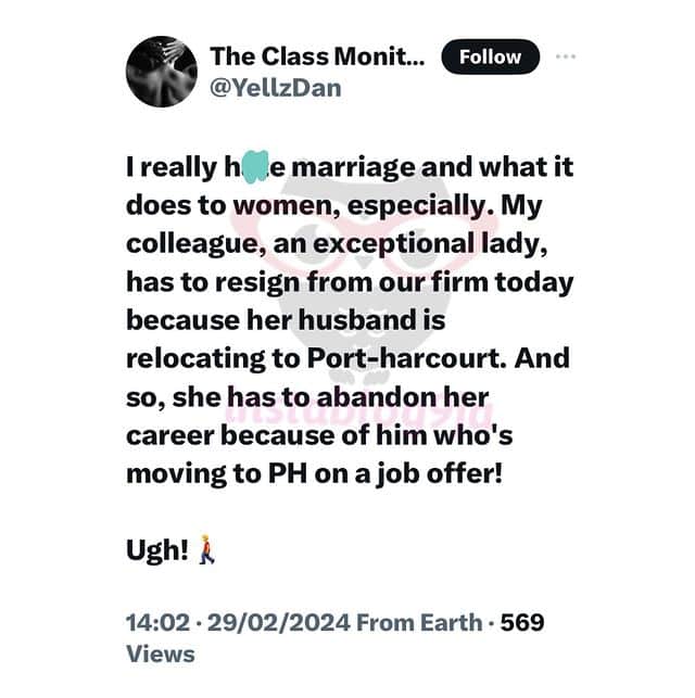 Co-worker fumes as woman resigns, relocates with husband to another state in Nigeria