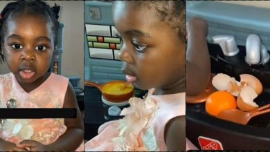 Mother in pain as daughter breaks a dozen eggs during pretend cooking
