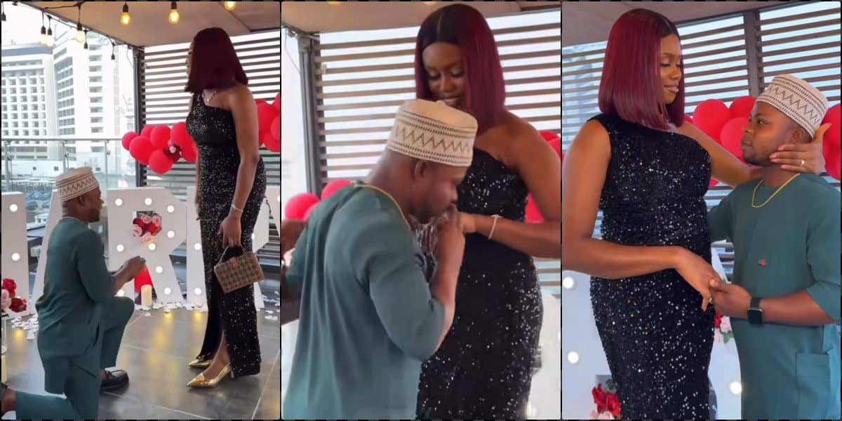 Man turns heads as he proposes to his gorgeous lover
