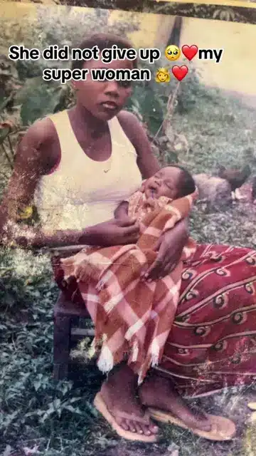 Lady praises twin-looking mother who had her at young age, struggled