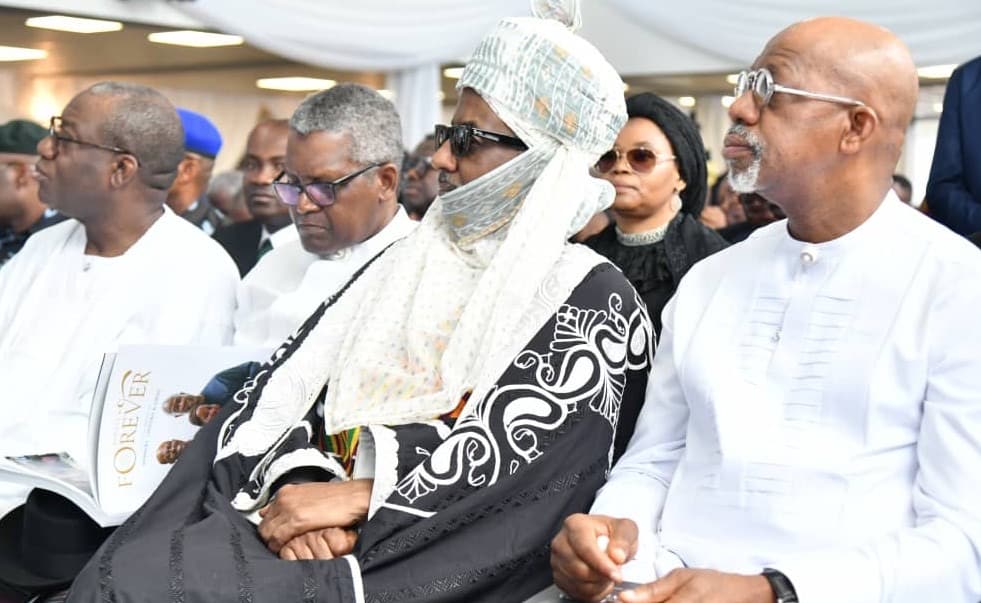 L-R Rivers State Governor, Sim Fubara, Bayelsa state Governor Sen Douye Diri; Akwa Ibom State Governor; Umo Eno a Guest and Mr Peter Obi, Labour Party Presidential Candidate in the 2023 General Election during the Funeral Service for Late Herbert, Chizobam and Chizi Wigwe in Isiokpo. Photo. Nwankpa Chijioke 