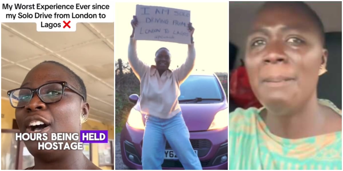 "I've been held hostage" - Nigerian lady driving from London to Lagos cries out
