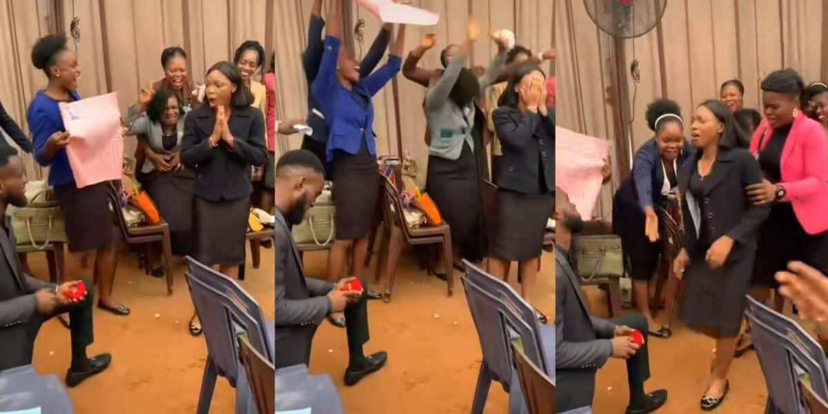 Lady's reaction proposal proposes Church