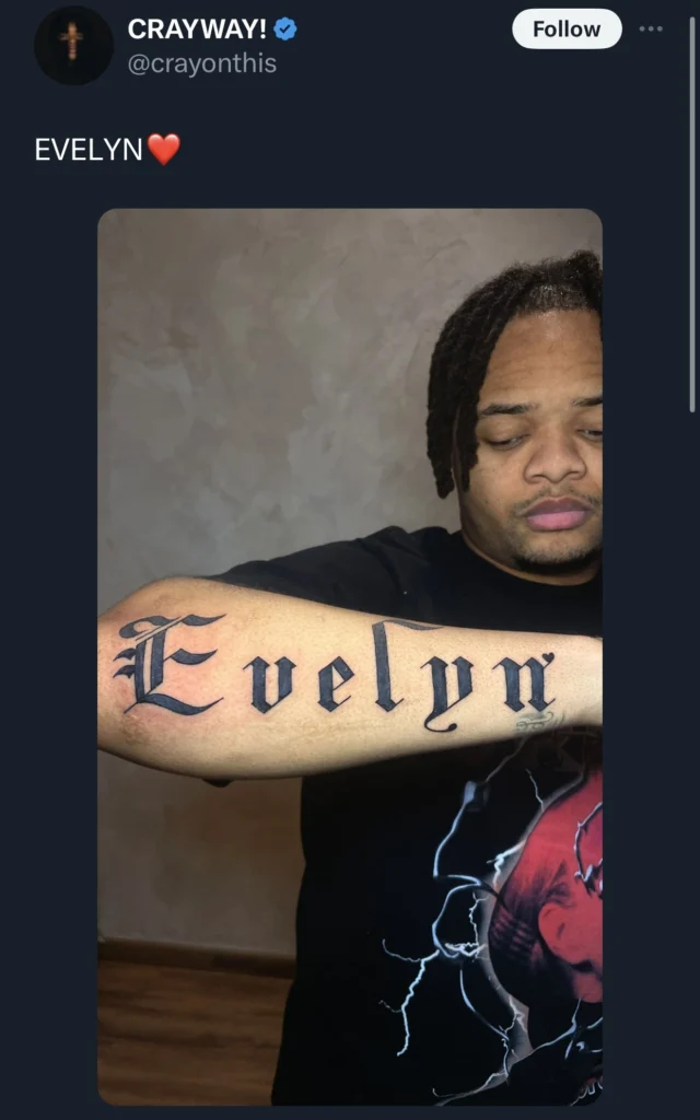 “So you do Ngozi like this” — Netizens question Crayon as he tattoos Evelyn on his arm 