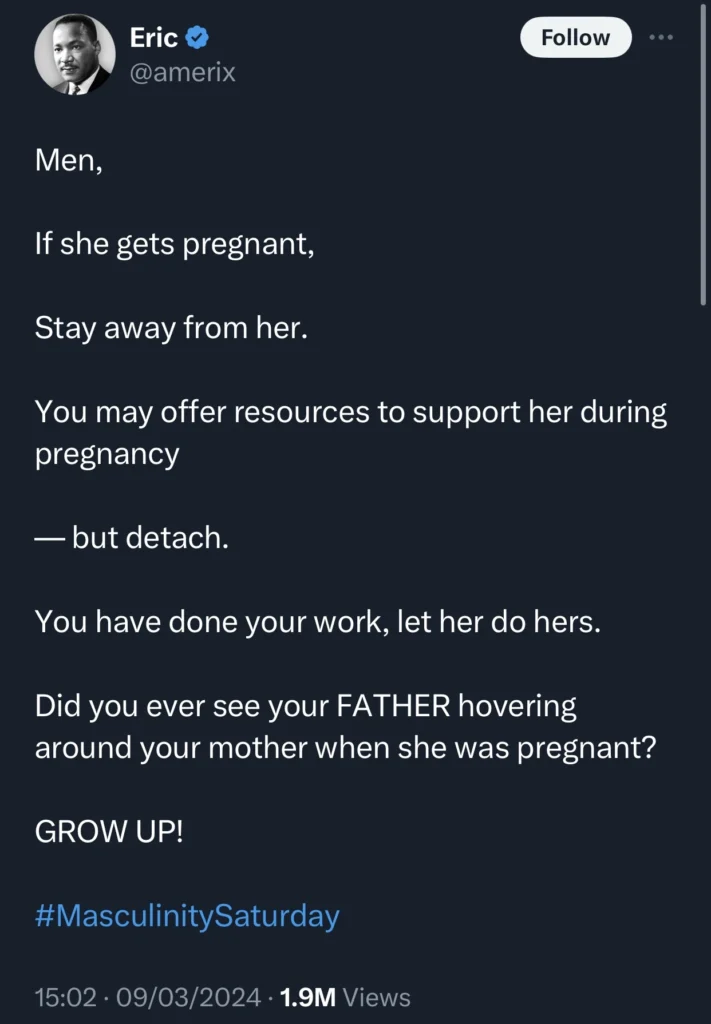 “If she gets pregnant, stay away from her” — Alpha male tells men with pregnant wives