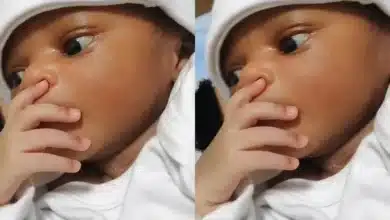 “He paid for another country only to see Nigeria” — Reactions as new born is captured thinking