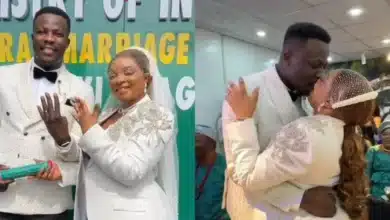 “She broke that title of baby mamas” — Reactions as Queen Mercy and David legally tie the knot