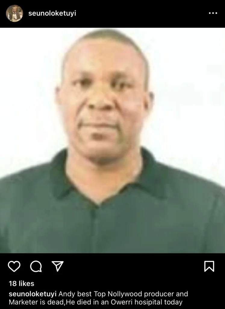 Nollywood producer, Andy Best reported dead