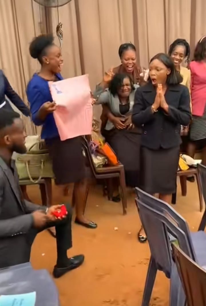Lady's reaction proposal proposes Church 