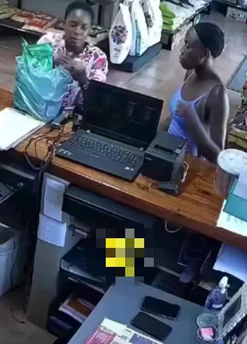 Lady stealing CCTV store phone