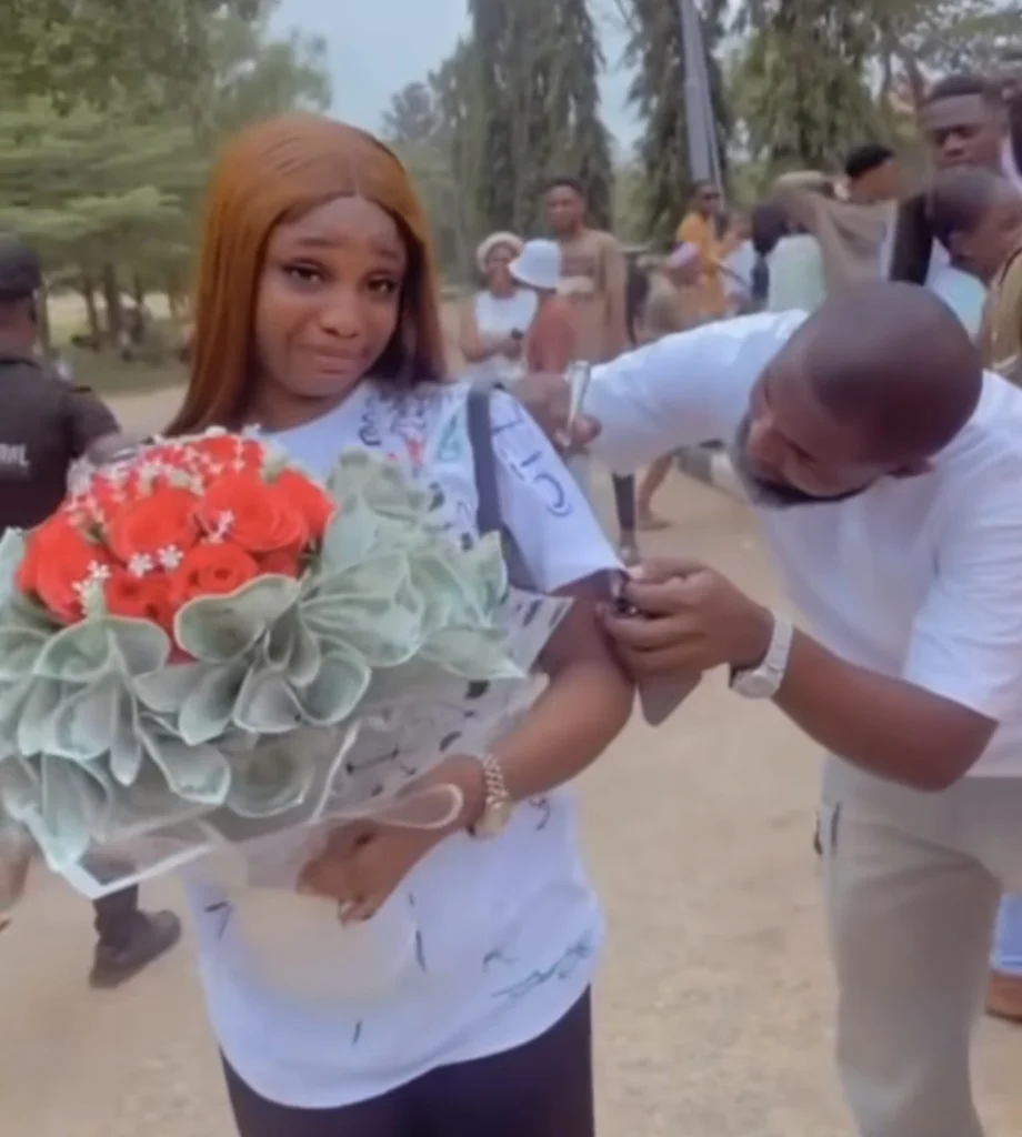 Lady emotional as her brother travels miles to attend her sign out from the university 