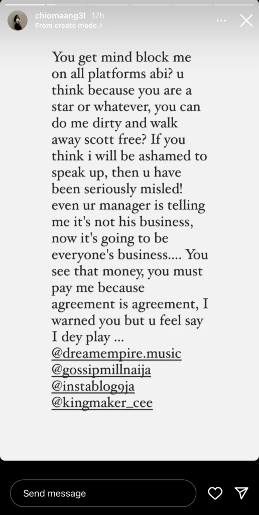 Slayqueen calls out Majeed for ghosting her after sex without paying the agreed sum of N1 Million 