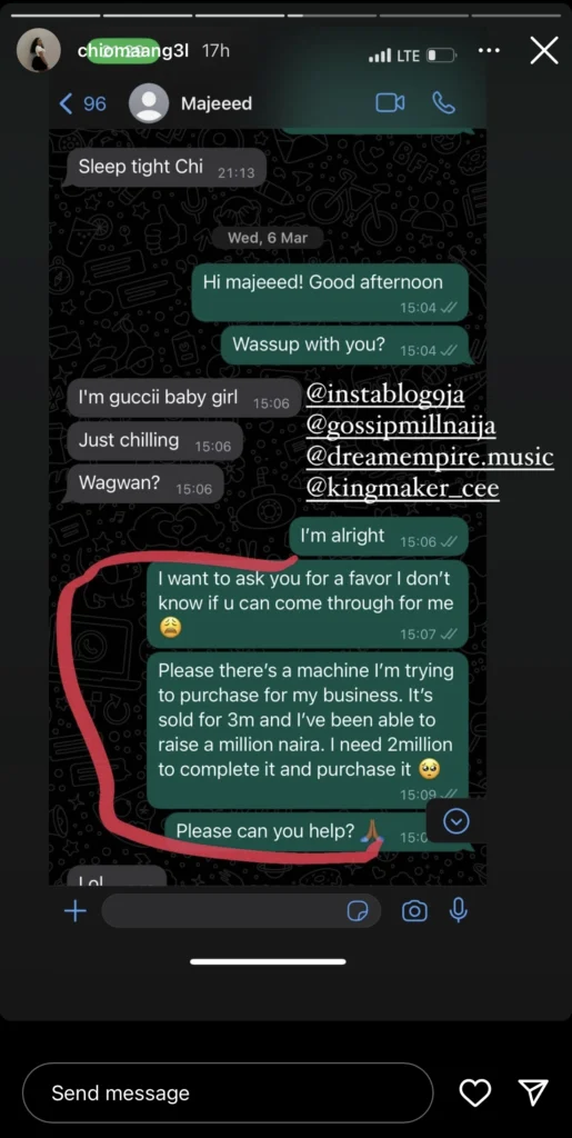 Slayqueen calls out Majeed for ghosting her after sex without paying the agreed sum of N1 Million 