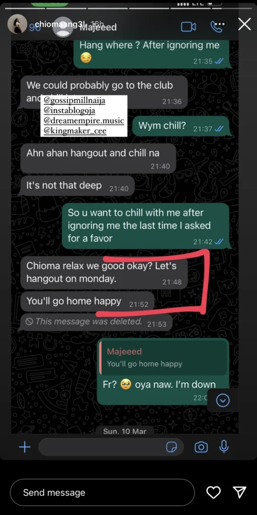 Slayqueen calls out Majeed for ghosting her after sex without paying the agreed sum of N1 Million 