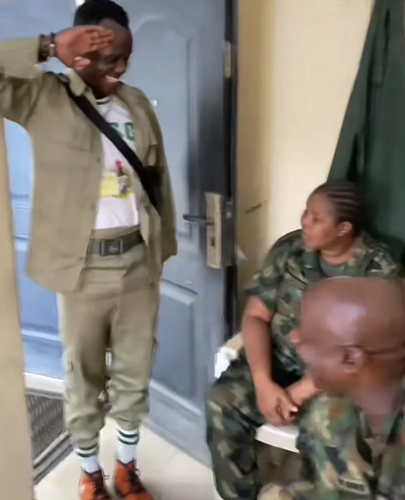 Heart melting moment NYSC Corper visit parents at their work place with his NYSC uniform 