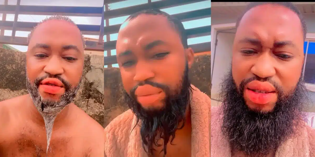 Handsome man shows how he maintains his well-nourished hair