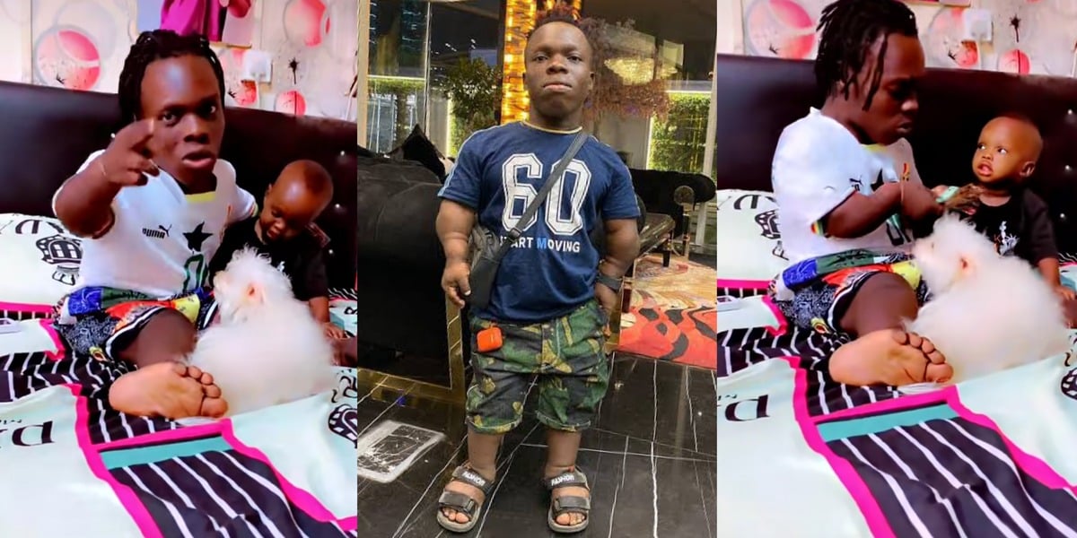 "If i say i'm broke, i lie" – Self-acclaimed billionaire, Shatta Bandle, flaunts wealth in video featuring his son and dog