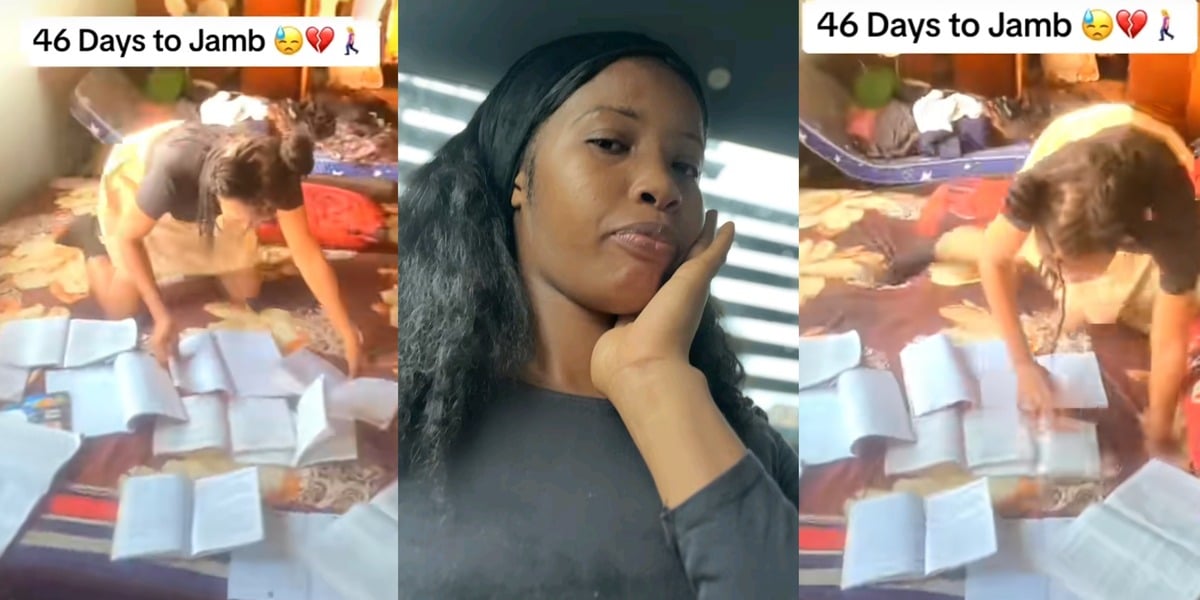 "46 days to jamb" - Internet cheers as video shows Nigerian lady's intense preparation for 2024 JAMB examination