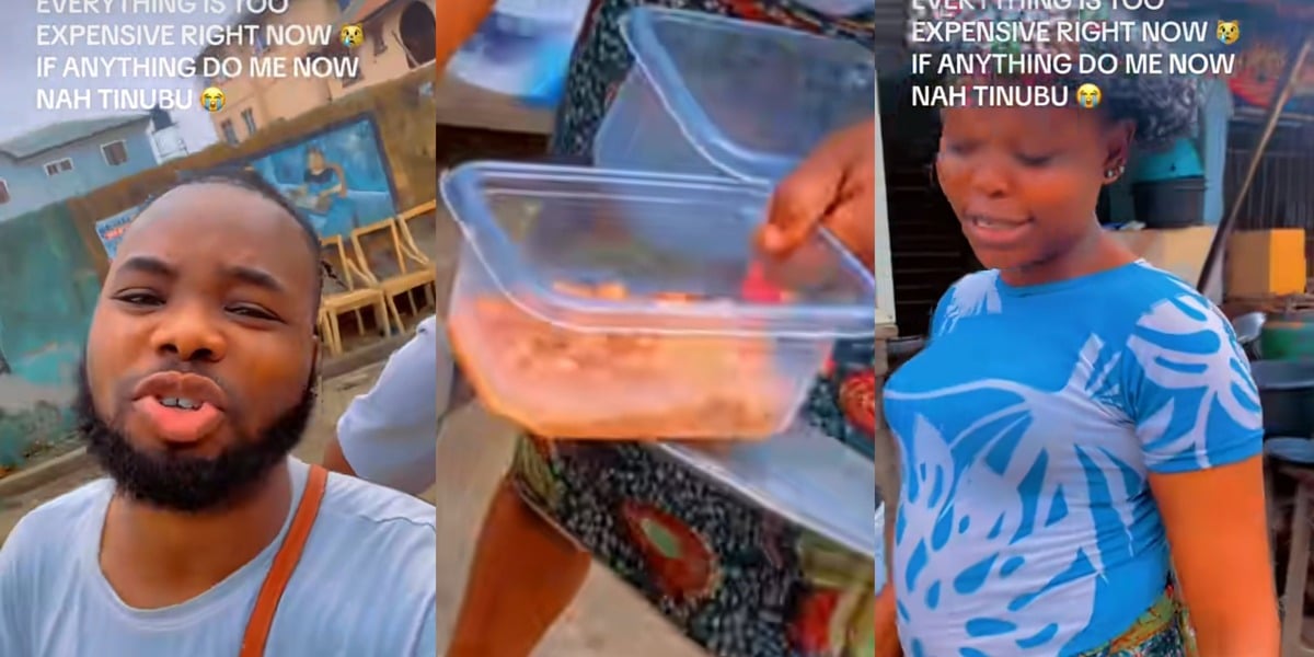 "If anything happens to me, it's Tinubu" - Nigerian man voices outrage as small portion of beans costs 500 naira