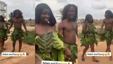 "This one nah Adanwo and Idamu" - UNIBEN final year students break internet as Adam and Eve on costume day