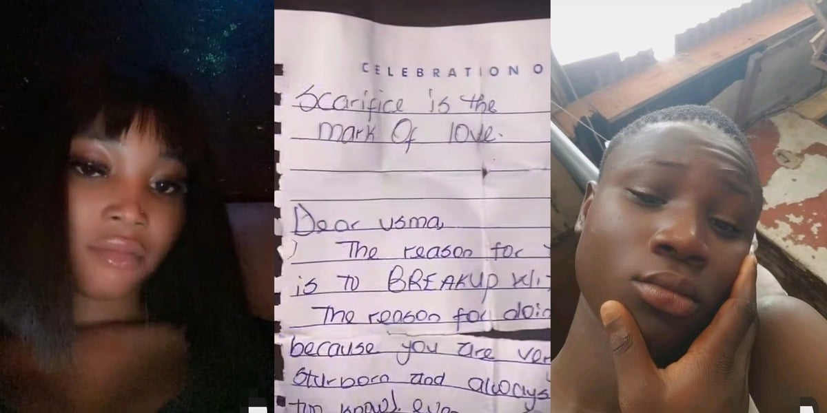 "Let's break up, yours truly, ex-gf" - Internet melts as lady shares breakup letter written to 15-year-old brother by girlfriend