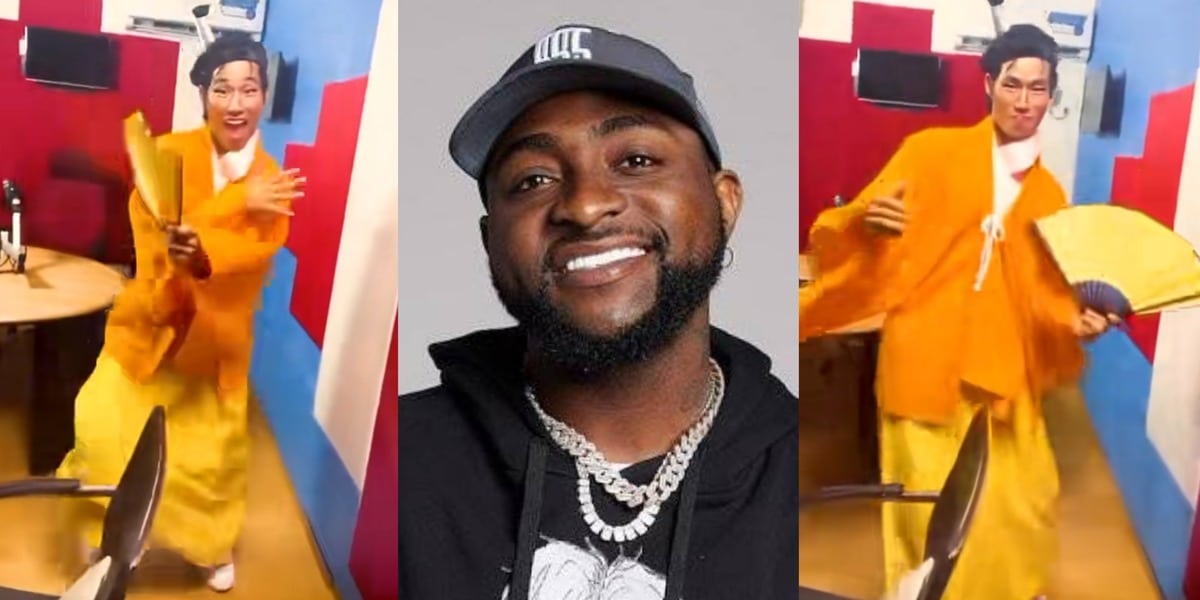 "From Lagos to Tokyo" - Japanese samurai goes viral dancing to Davido's 'feel' on social media