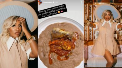 "Been up since 7am" - Tiwa Savage flaunts culinary prowess with traditional Lagosian frijon on Good Friday