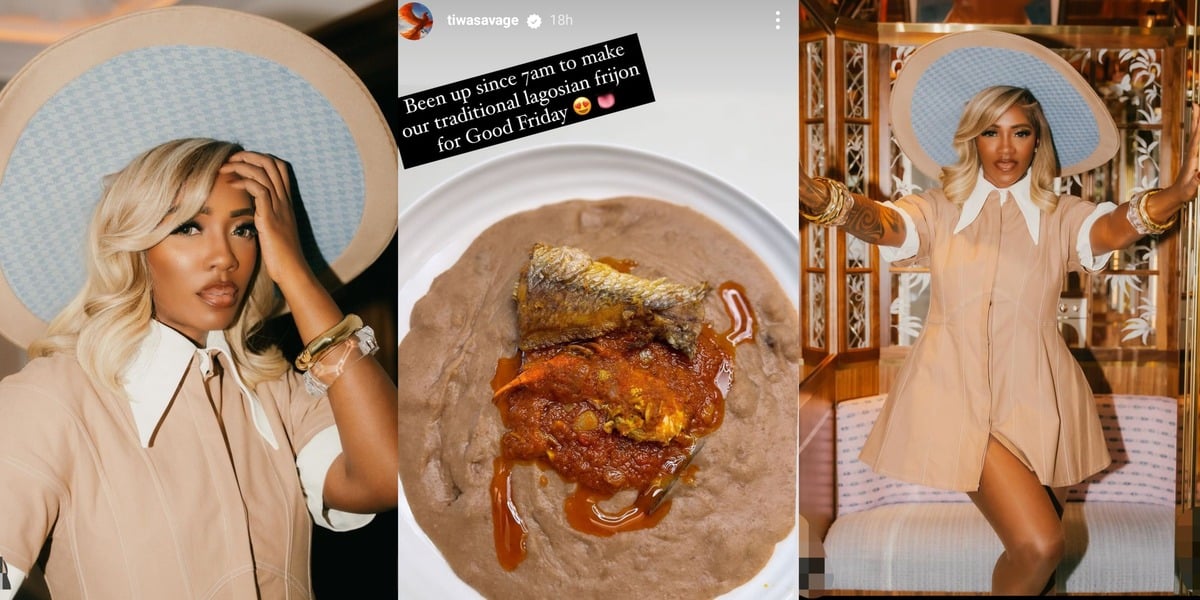 "Been up since 7am" - Tiwa Savage flaunts culinary prowess with traditional Lagosian frijon on Good Friday
