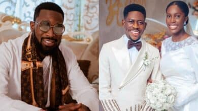 Dbanj celebrates Moses Bliss and wife, Marie Wiseborn following their wedding
