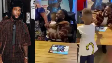 "Real recognizes real" – Adorable moment young white boy gets pumped after meeting Burna Boy