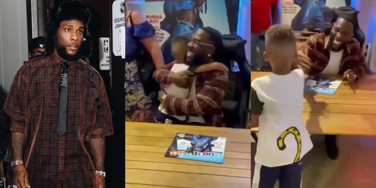 "Real recognizes real" – Adorable moment young white boy gets pumped after meeting Burna Boy