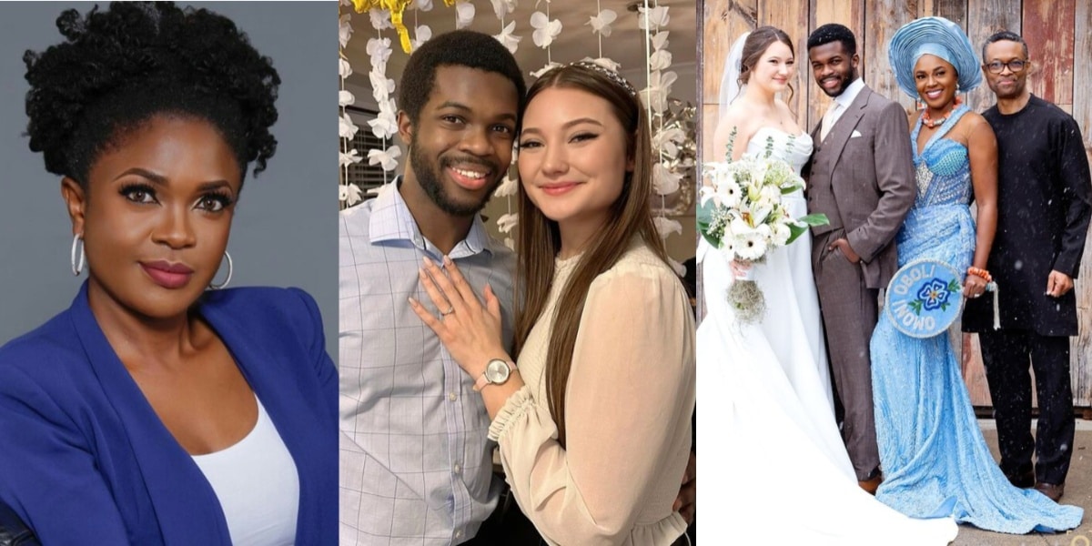 "God did" – Omoni Oboli's son, Tobe and his oyinbo lover ties the knot