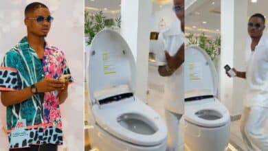 "Luxurious shit" – Ola of Lagos stirs reactions as he displays water closet worth N600k