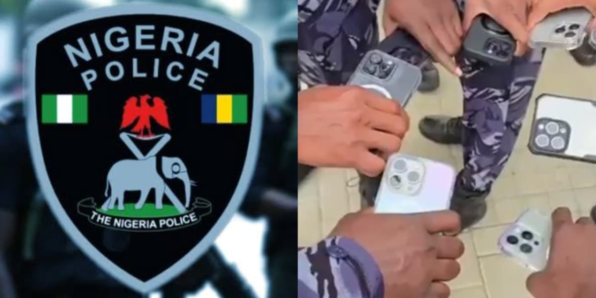 "Which work them dey do" – Reactions as a group of Nigerian police officers flaunt their iPhones