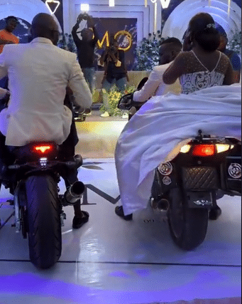 biker wedding bride