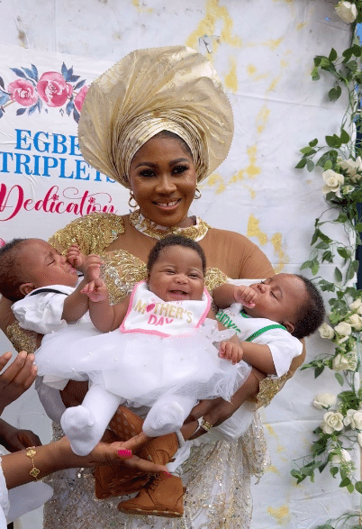 Woman over the moon as she welcomes triplet after 7 years of waiting