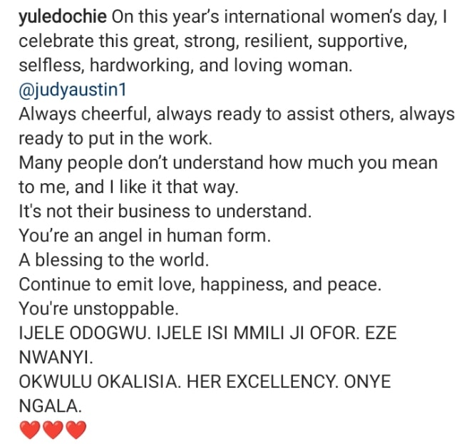 Yul Edochie celebrates Judy Austin on women's day