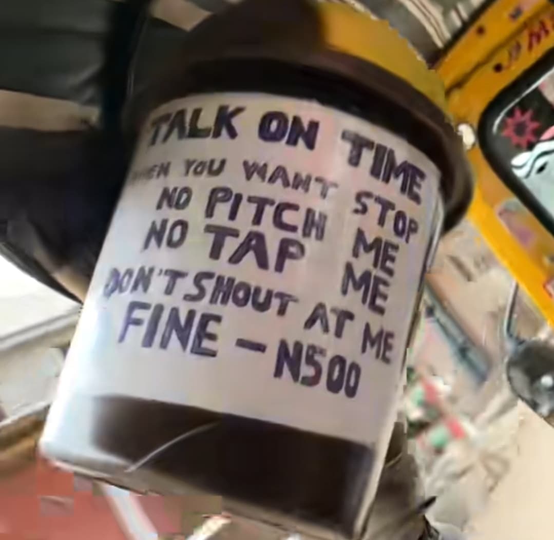 "No pinch me, no tap me" - Nigerian tricycle rider sets rules for passengers, imposes ₦500 fines for violations