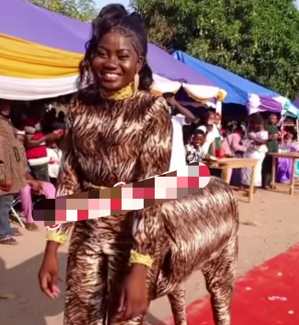 "Ghana, are we cursed? - Knocks as Ghanaian lady slays in horse-inspired attire, graduates from fashion design school