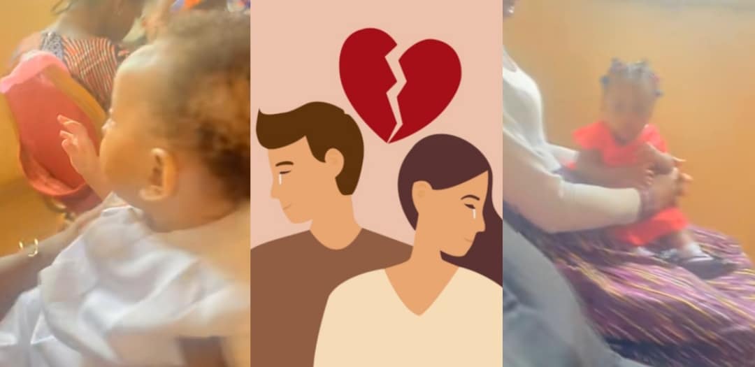 "Nah so e dey start, d boy don fall in love" - Mother struggles to distract 4-month-old son as stares at a baby girl