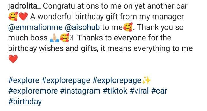 Jadrolita car gift birthday