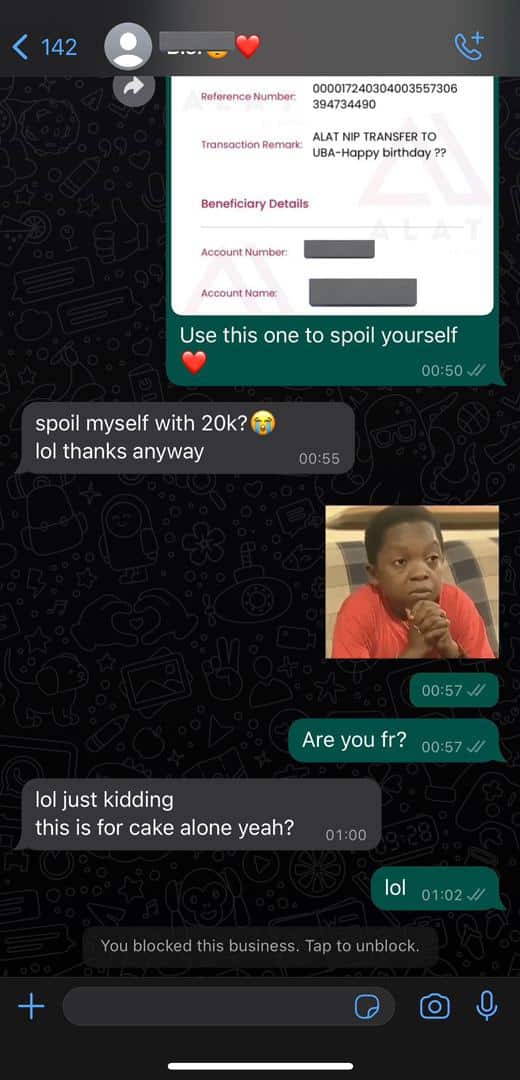 birthday gift N20K girlfriend