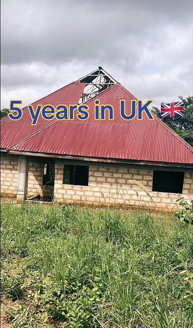 Man flaunts progress of house in Nigeria after 5 years of hustling in UK