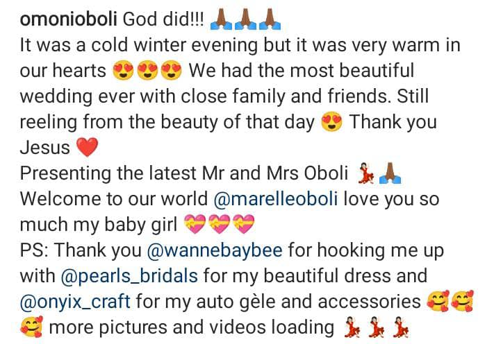 Omoni Oboli's son, Tobe ties the knot