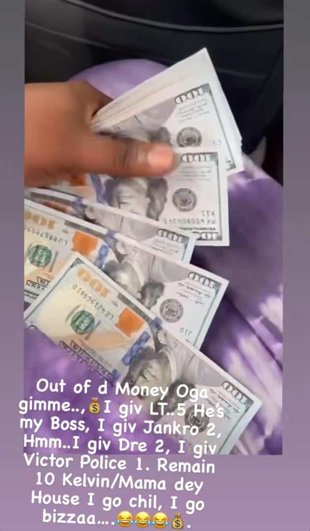 Davido's bodyguard flaunts stash of dollars received from his boss