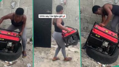 "Valid reason to break up with her" - Men share their two cents after lady effortlessly lifted a huge generator by herself